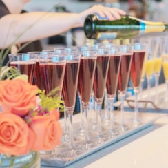 pink champagne in glasses and fundraising event